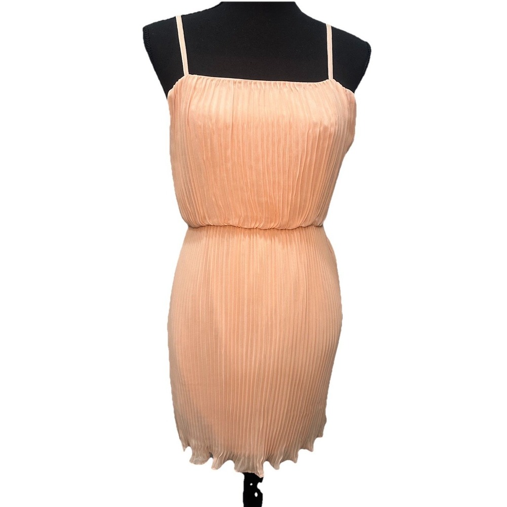 Forever 21 Dress Women's Small Light Rose Pleaded Lining Spaghetti Strap Zip Up